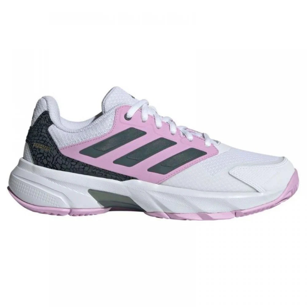 Chaussures Femme Adidas CourtJam Control 3 Blanc Noir Lilas