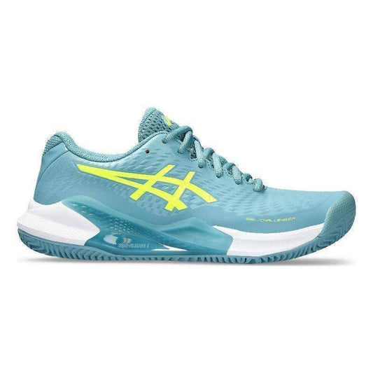 ZAPATILLAS ASICS GEL CHALLENGER 14 CLAY GRIS AZUL AMARILLO NEON MUJER